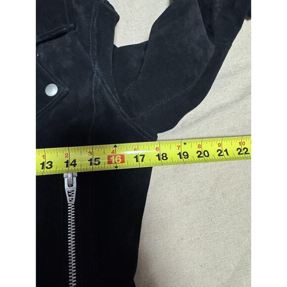 BLANKNYC Suede Moto Jacket Womens Small Black Biker Asymmetrical Zip Belted - Picture 11 of 15